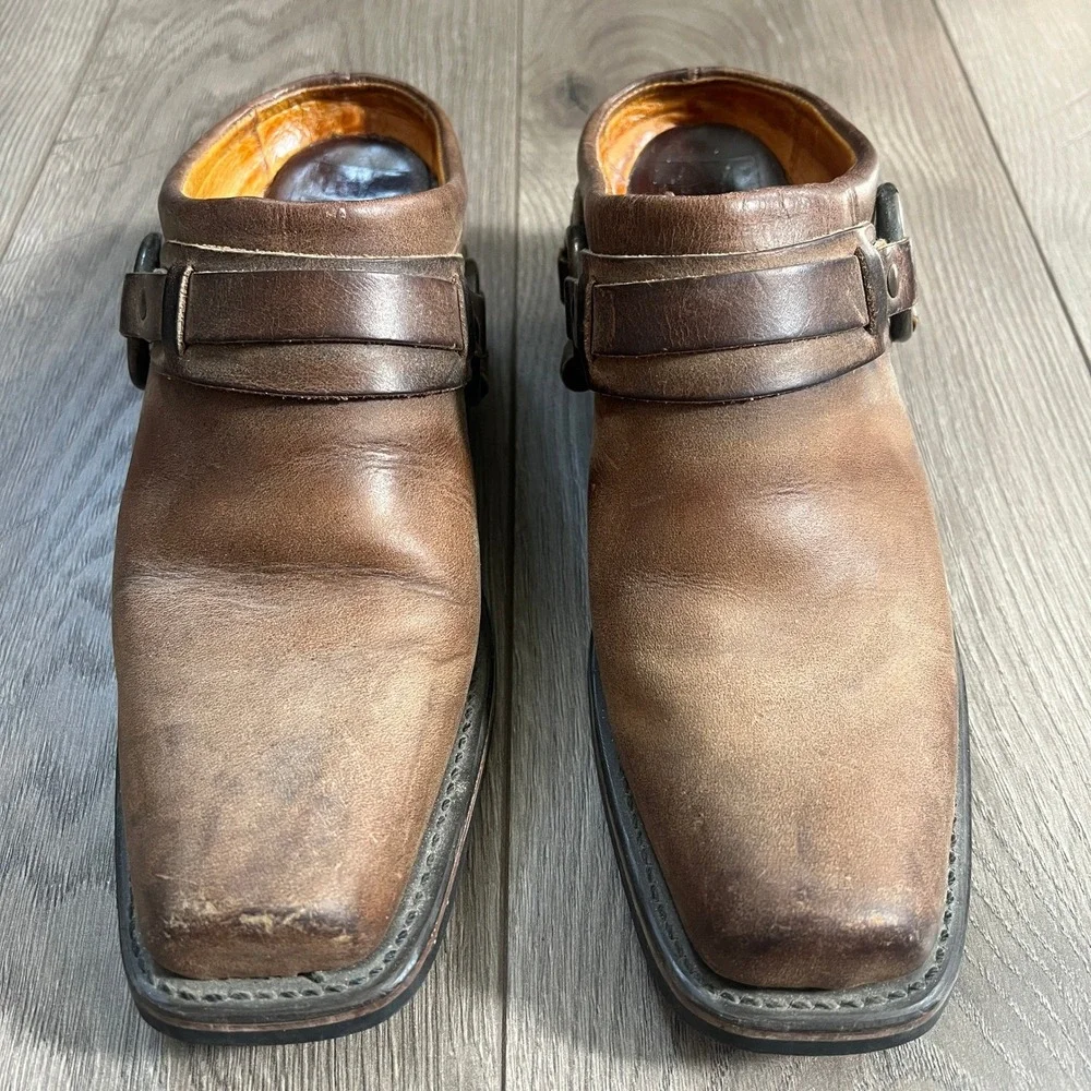 Frye Brown Leather Mule Clogs with Buckle Detail - Picture 14 of 15